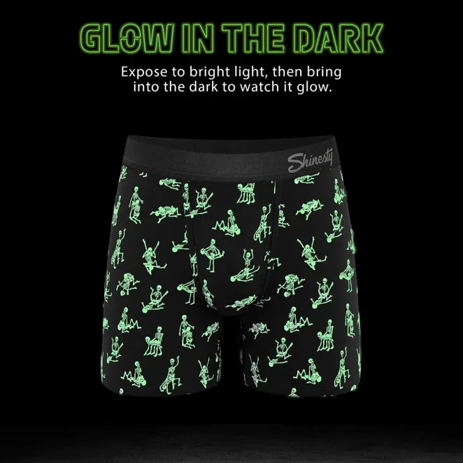 Shinesty The Bare Back Bones Glow-in-the-Dark Skeletons Ball Hammock Pouch Underwear with Fly