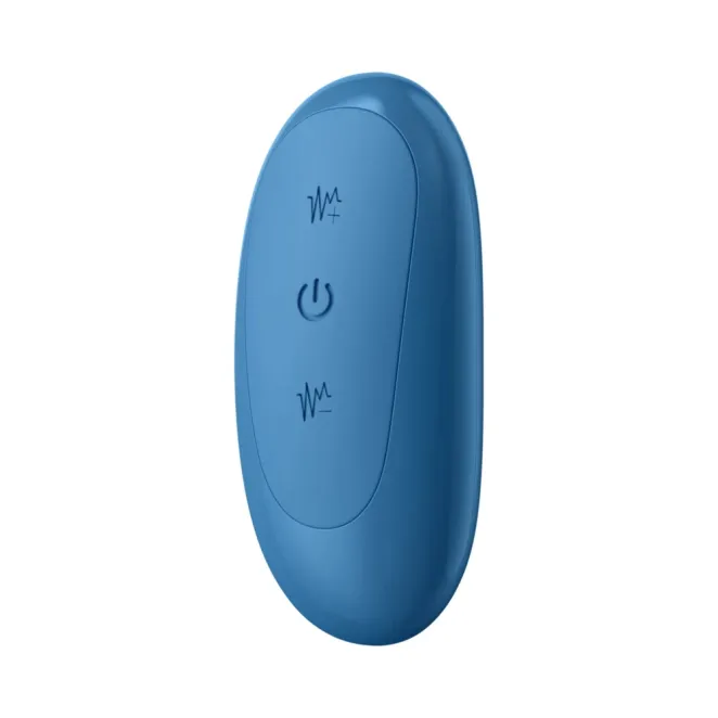WS38 Wavy Silicone Remote Vibrating Strap On Dildo Blue