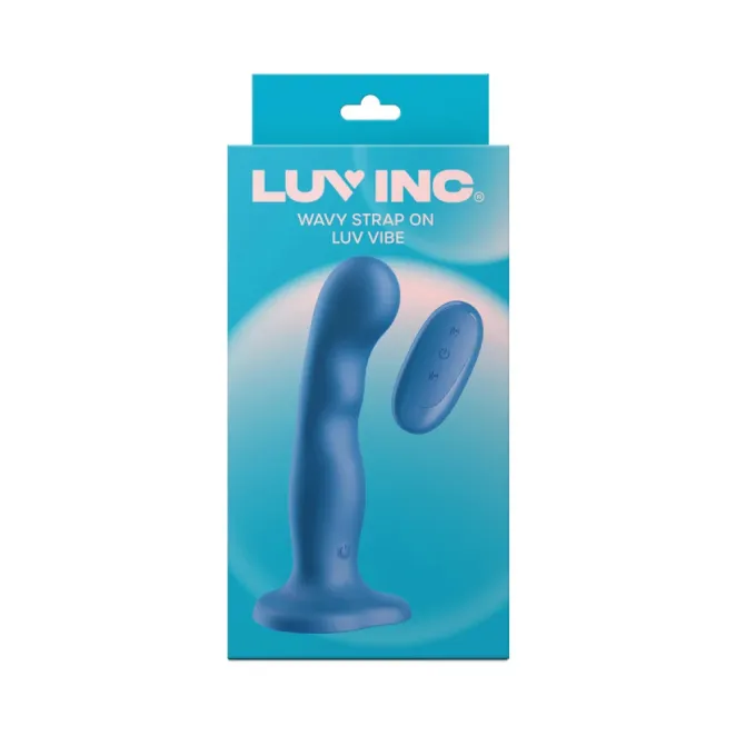 WS38 Wavy Silicone Remote Vibrating Strap On Dildo Blue
