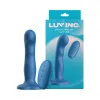WS38 Wavy Silicone Remote Vibrating Strap On Dildo Blue