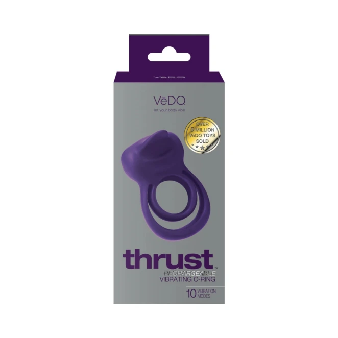 VeDO Thrust Dual Vibrating Couples Cock Ring with Tongue Purple