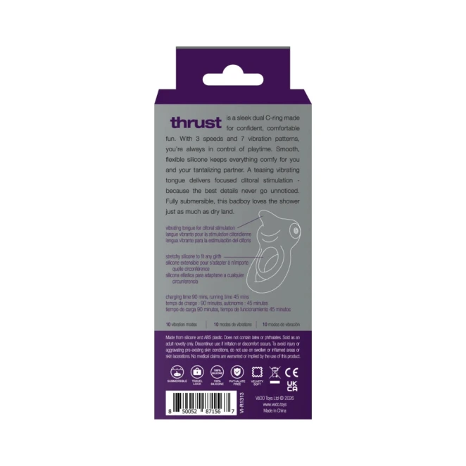 VeDO Thrust Dual Vibrating Couples Cock Ring with Tongue Purple