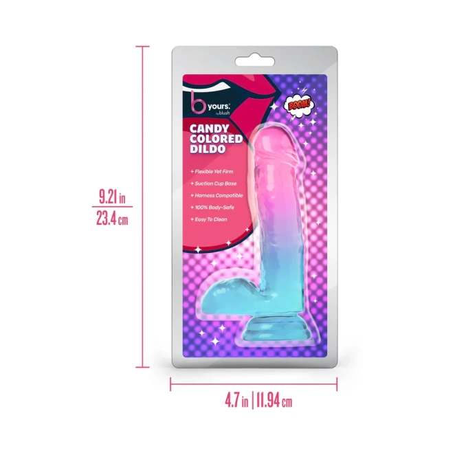 6.75 Inch B Yours Candy Colored Suction Cup Dildo