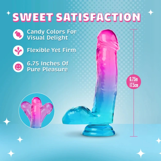 6.75 Inch B Yours Candy Colored Suction Cup Dildo