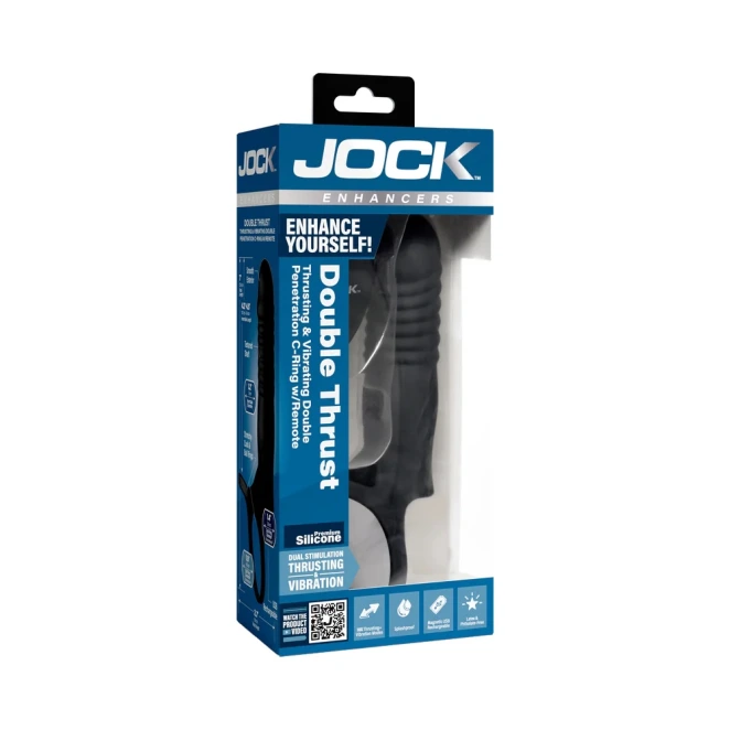 JOCK Enhancers Double Thrust Thrusting & Vibrating Double Penetration C-Ring w/ Remote