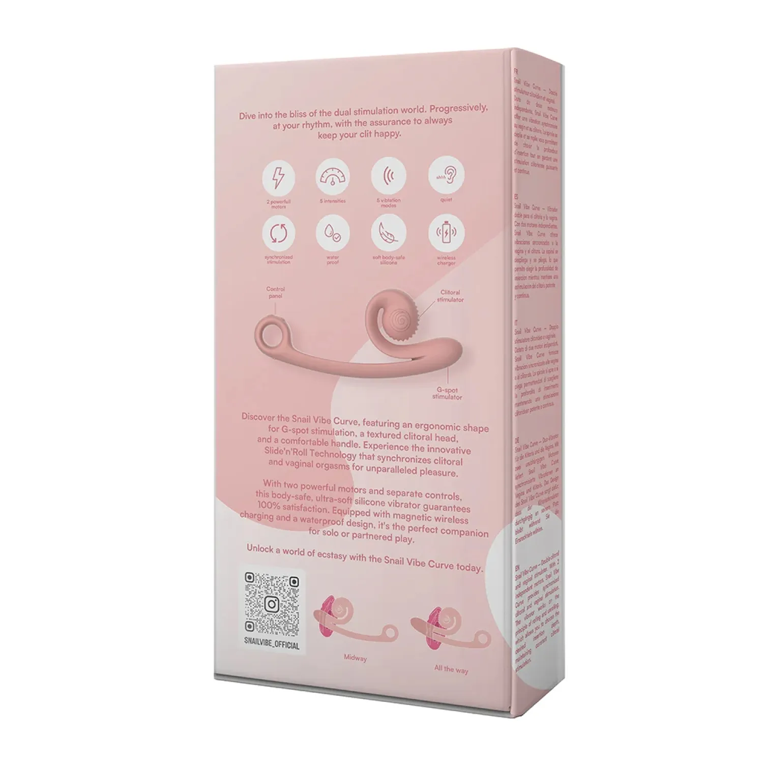 Snail Vibe Curve Dual Motor Vibrator Peach