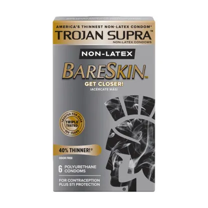 Trojan Supra Non Latex Polyurethane Condoms (6 Count)