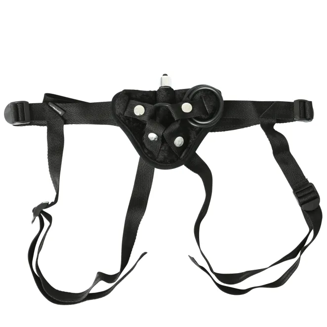 Adjustable Vibrating Black Velvet Strap-On Harness