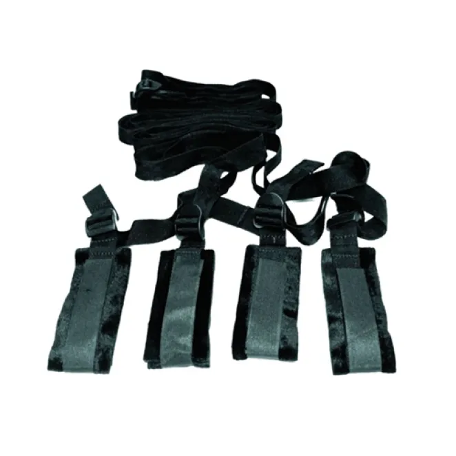 Adjustable Bed Bondage Restraint Kit 5-Pc Black