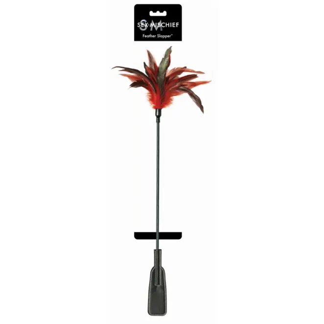 Feather Slapper Dual-Ended Tickler Crop Red/Black
