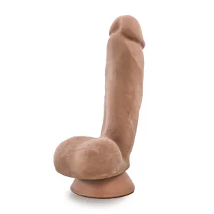 8.5 in. Posable Dual Density Dildo with Balls Tan
