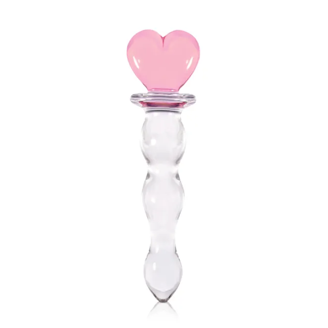 6 Inch Crystal Heart Wavy Glass Dildo