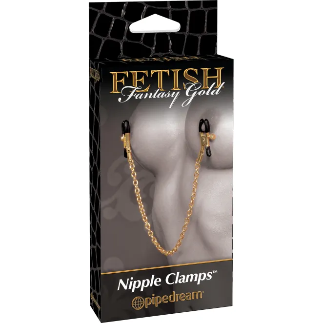 Gold Adjustable Nipple Clamps with Chain