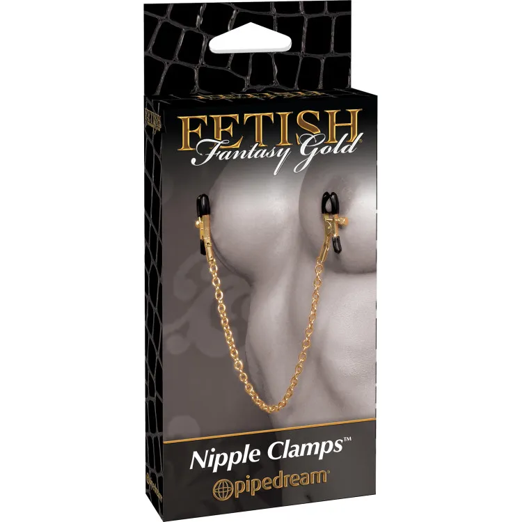 Gold Adjustable Nipple Clamps with Chain Gold Adjustable Nipple Clamps with Chain