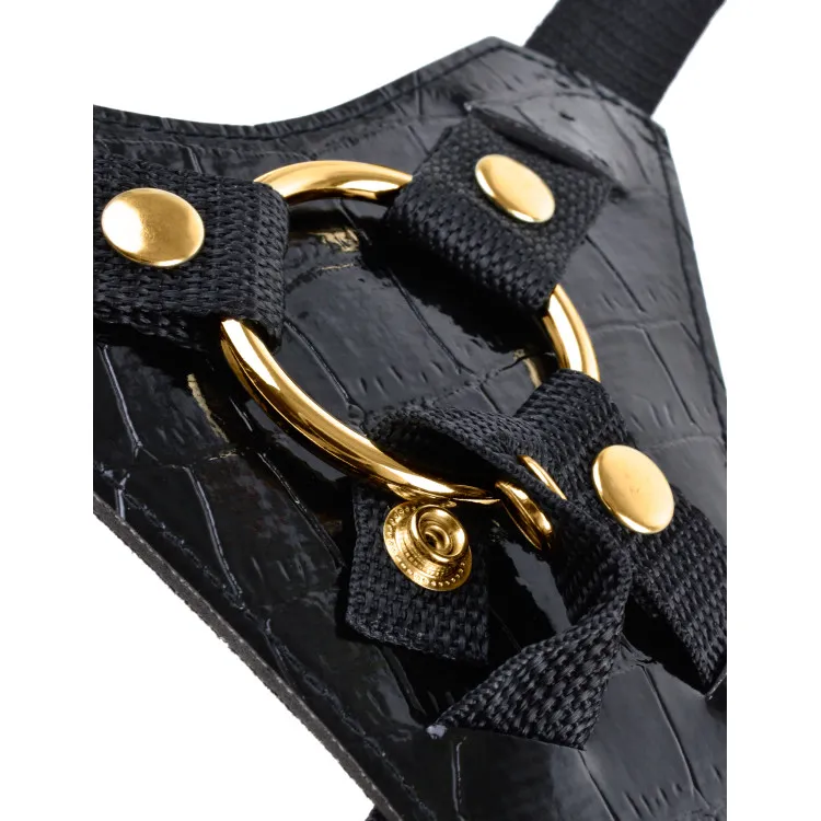 Gold & Black Designer Strap-On Harness with 7 in. Dildo Gold & Black Designer Strap-On Harness with 7 in. Dildo