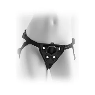 Adjustable Vibrating Plush Harness Black