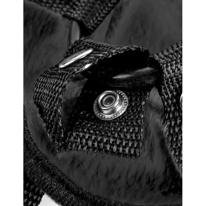 Adjustable Vibrating Plush Harness Black