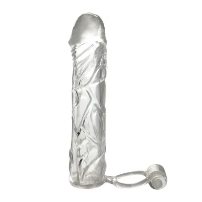 X-tensions Vibrating Super Sleeve 1 in. Extension with Ball Strap Clear