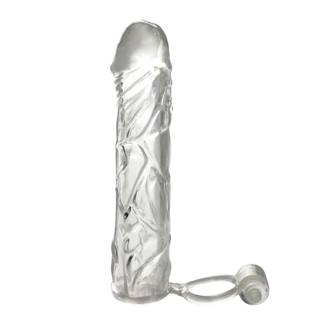 X-tensions Vibrating Super Sleeve 1 in. Extension with Ball Strap Clear