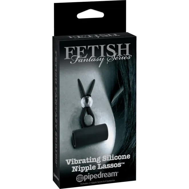 Vibrating Silicone Nipple Lassos Black