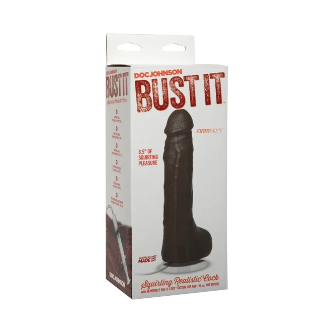 9 Inch Doc Johnson Bust It Ejaculating Realistic Dildo with Vac-U-Lock Brown