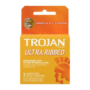 Trojan Ultra Ribbed Lubricated Condoms 3-Pack