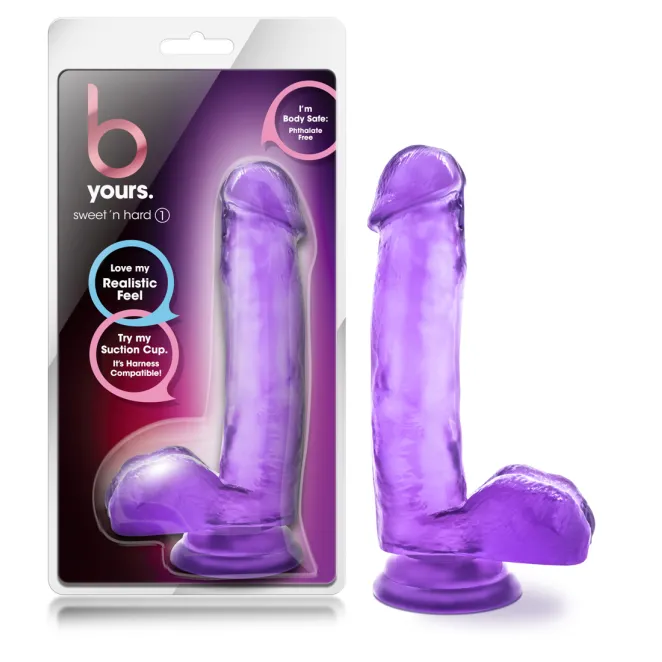 7 Inch Realistic Dildo with Balls Purple