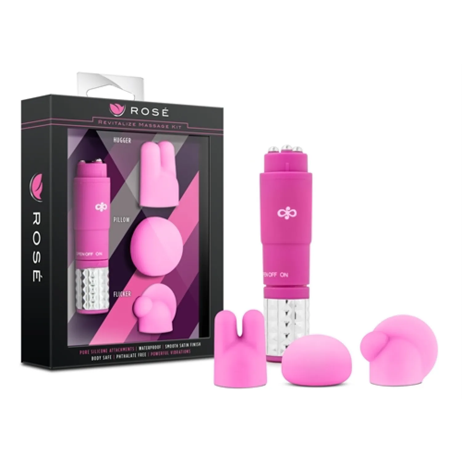 Revitalize Silicone Mini Massager with 3 Attachments