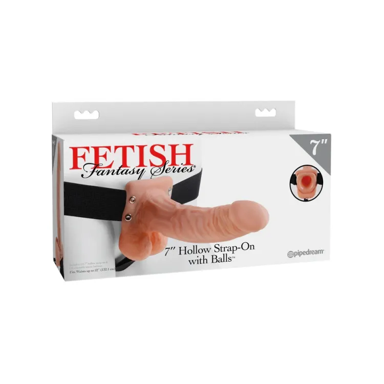 Hollow Strap-On Realistic 7 in. with Balls Beige Hollow Strap-On Realistic 7 in. with Balls Beige