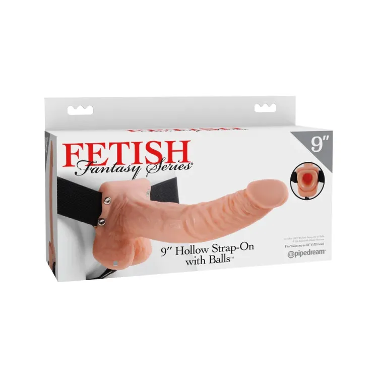 Hollow Strap-On 9 in. with Balls Beige