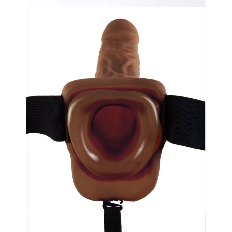 Hollow Strap-On 9 in. with Balls Brown Hollow Strap-On 9 in. with Balls Brown