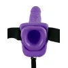 Hollow Vibrating Strap-On Realistic 7 in. with Balls Purple Hollow Vibrating Strap-On Realistic 7 in. with Balls Purple