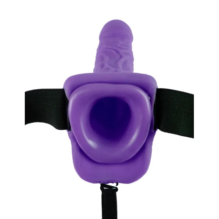 Hollow Vibrating Strap-On Realistic 7 in. with Balls Purple Hollow Vibrating Strap-On Realistic 7 in. with Balls Purple