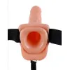 Hollow Vibrating Strap-On Realistic 7 in. with Balls Beige Hollow Vibrating Strap-On Realistic 7 in. with Balls Beige