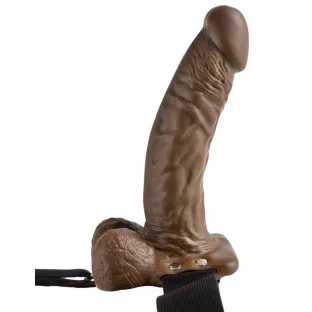 Hollow Strap-On 7 in. with Balls Brown Hollow Strap-On 7 in. with Balls Brown
