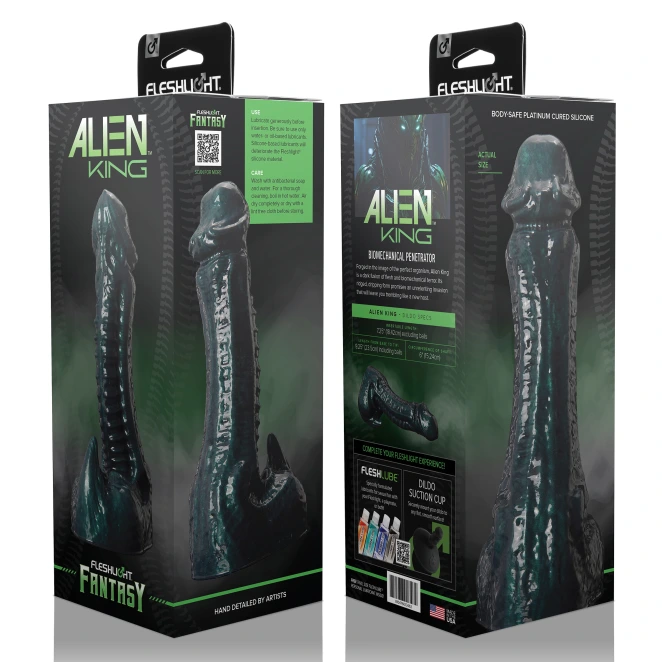 7.25 Inch Fleshlight Fantasy Alien King Ribbed Dildo