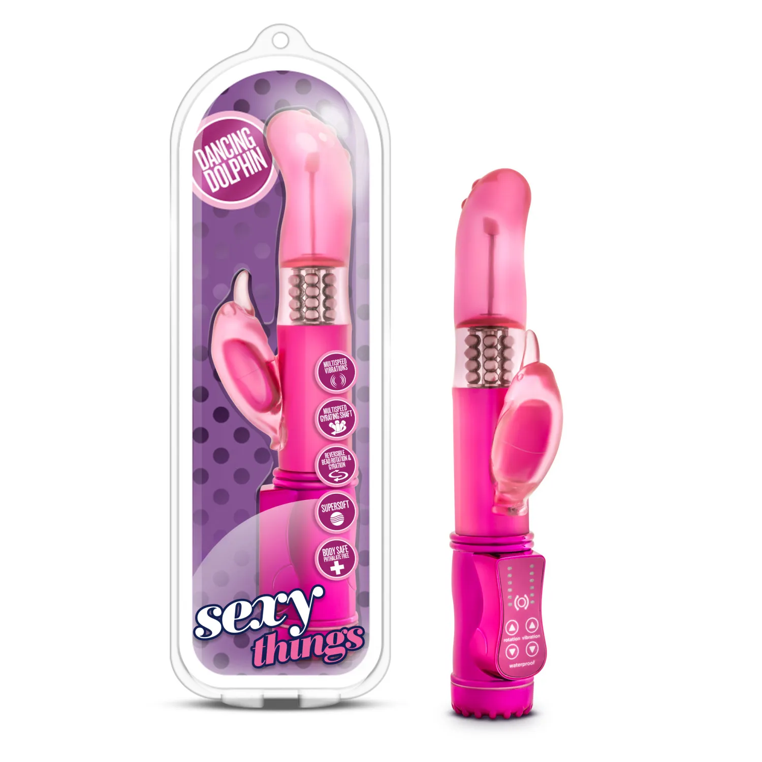 9 in. Dancing Dolphin 32-Function Gyrating Rotating Dual Vibrator