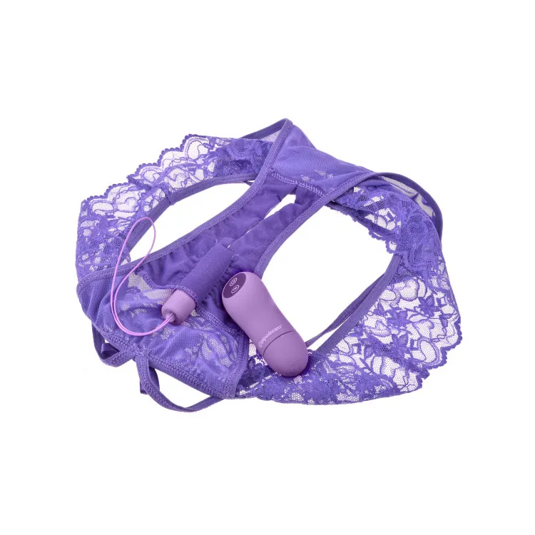 Crotchless Panty Thrill-Her & Remote-Controlled Bullet Vibrator Purple Crotchless Panty Thrill-Her & Remote-Controlled Bullet Vibrator Purple
