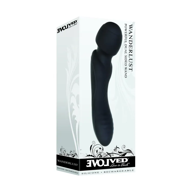 Dual-Ended Wand & Curved Vibrator Black Dual-Ended Wand & Curved Vibrator Black