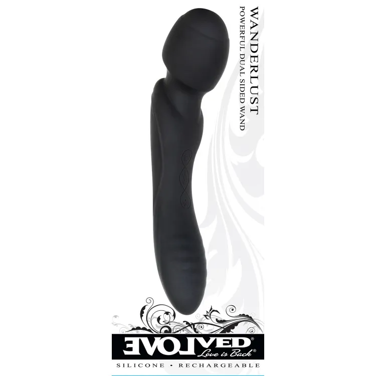 Dual-Ended Wand & Curved Vibrator Black Dual-Ended Wand & Curved Vibrator Black