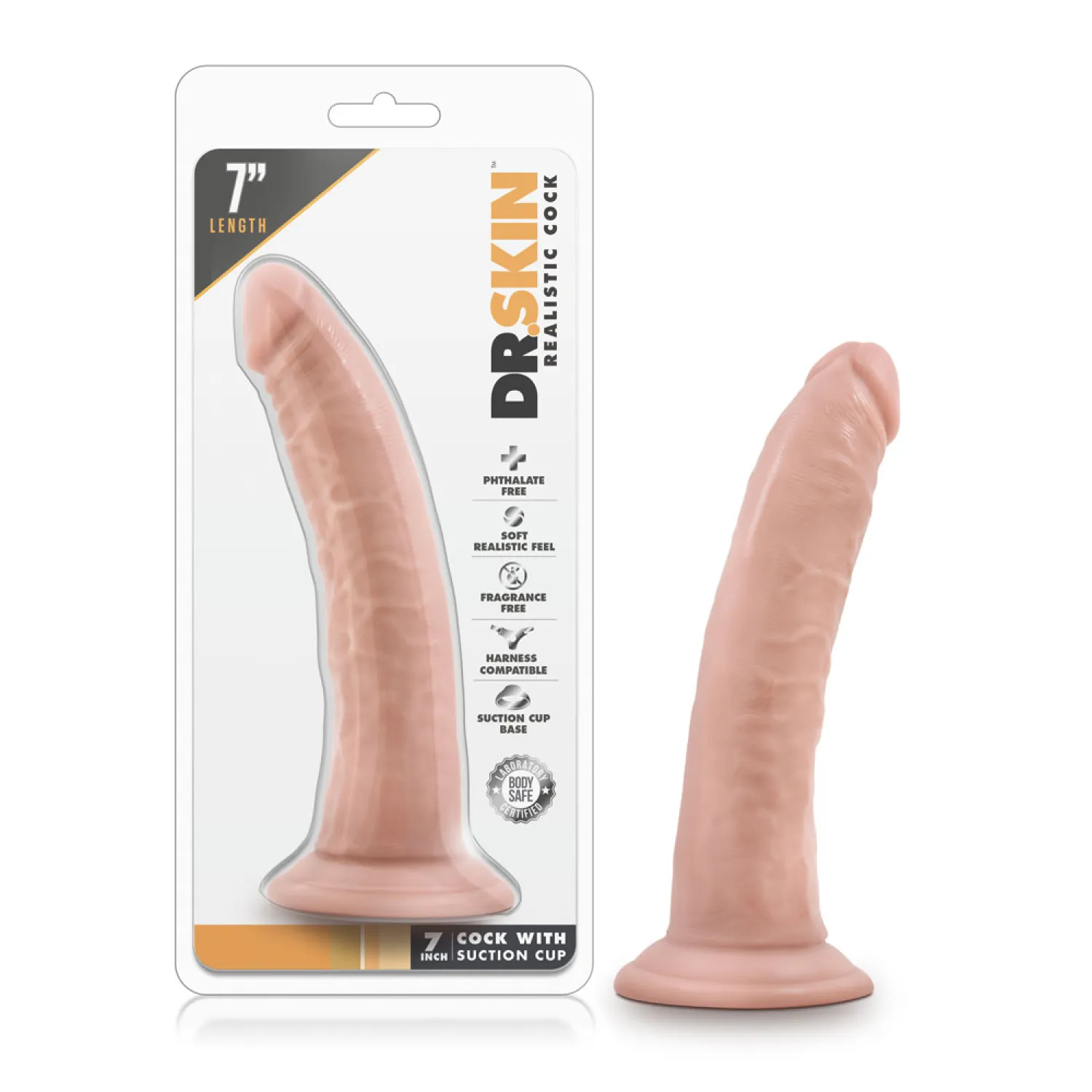 7.5 in. Dr. Skin Realistic Dildo Beige