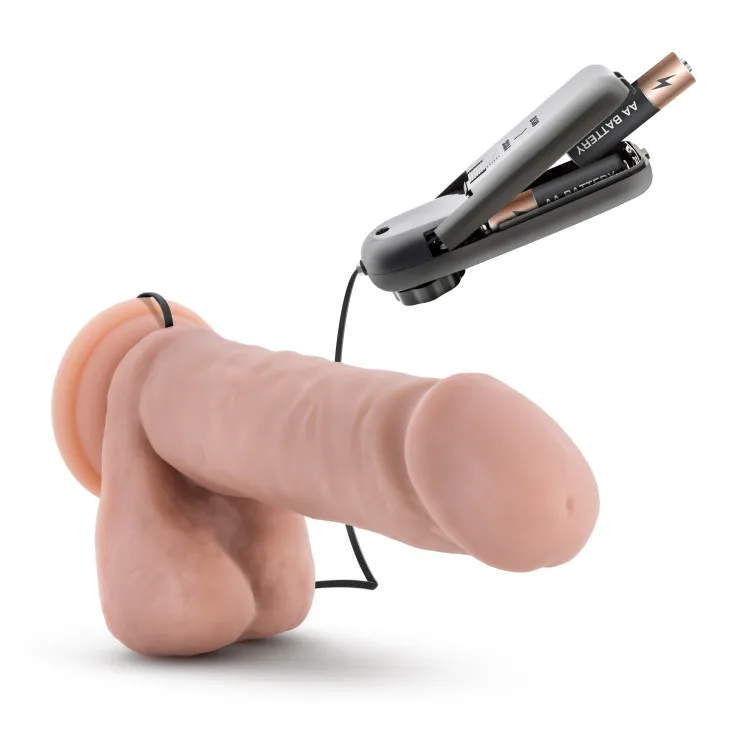 8 in. "The Goalie" Realistic Vibrating Dildo with Balls & Remote