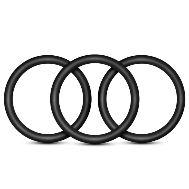 Silicone Cock Ring 3-Pack Large Black