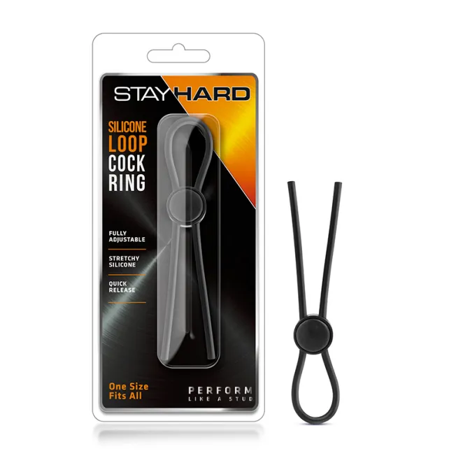 Stay Hard Silicone Loop Lasso/Bolo Cockring Black