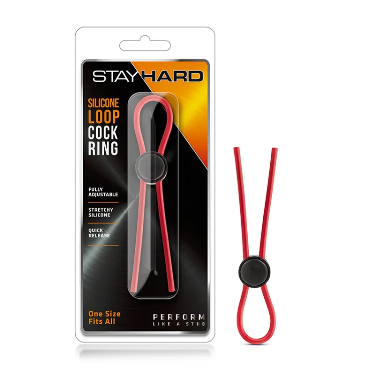 Stay Hard Silicone Loop Lasso/Bolo Cockring Red Stay Hard Silicone Loop Lasso/Bolo Cockring Red