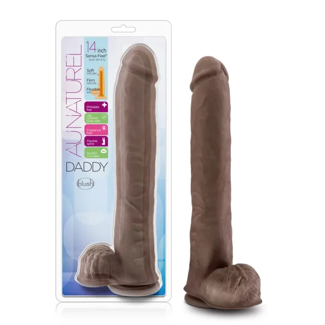 12 Inch Posable Dual Density Dildo with Balls Brown