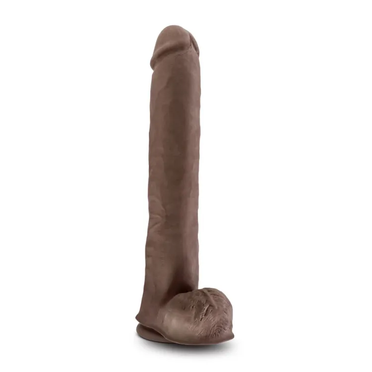 14 in. Posable Dual Density Dildo with Balls Brown