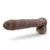 14 in. Posable Dual Density Dildo with Balls Brown
