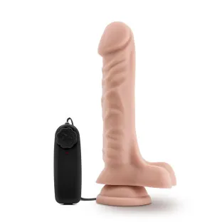 9 in. Realistic Vibrating Dildo with Balls Beige