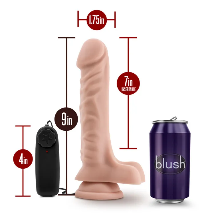 9 in. Realistic Vibrating Dildo with Balls Beige 9 in. Realistic Vibrating Dildo with Balls Beige